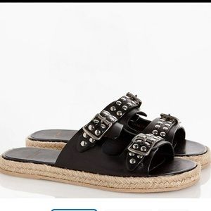 Saint Laurent Womens Studded Leather Espadrille Slides | with DUST BAG + BOX!